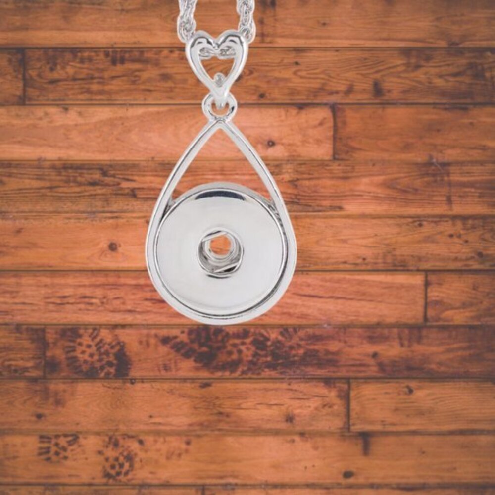 Snap Button Necklace Silver Tone
